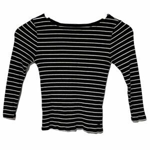 American Eagle Soft & Sexy Womens Shirt Top XS Black White Striped Stretch